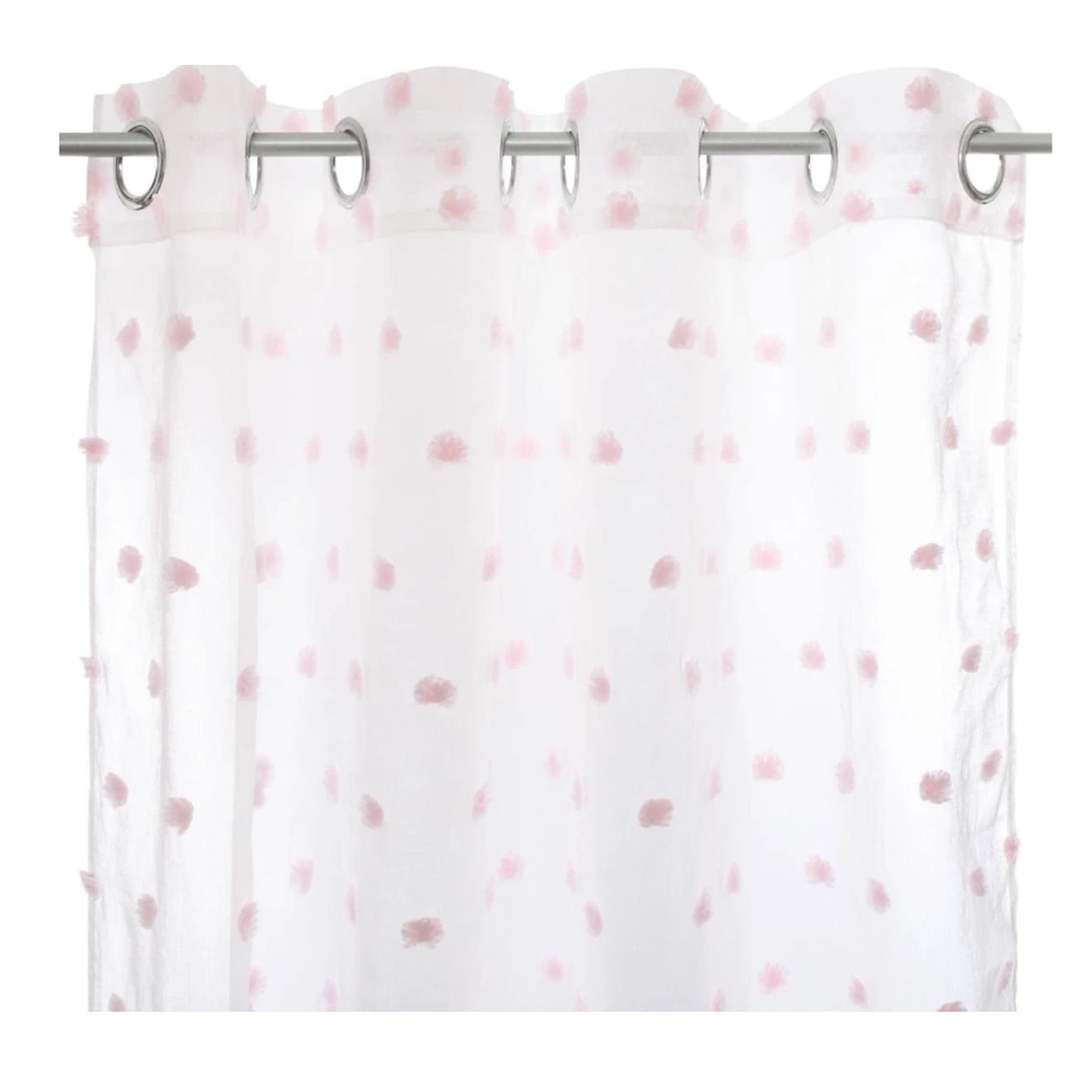 Atmosphera Multi Rideau blanc à pompons roses image 0