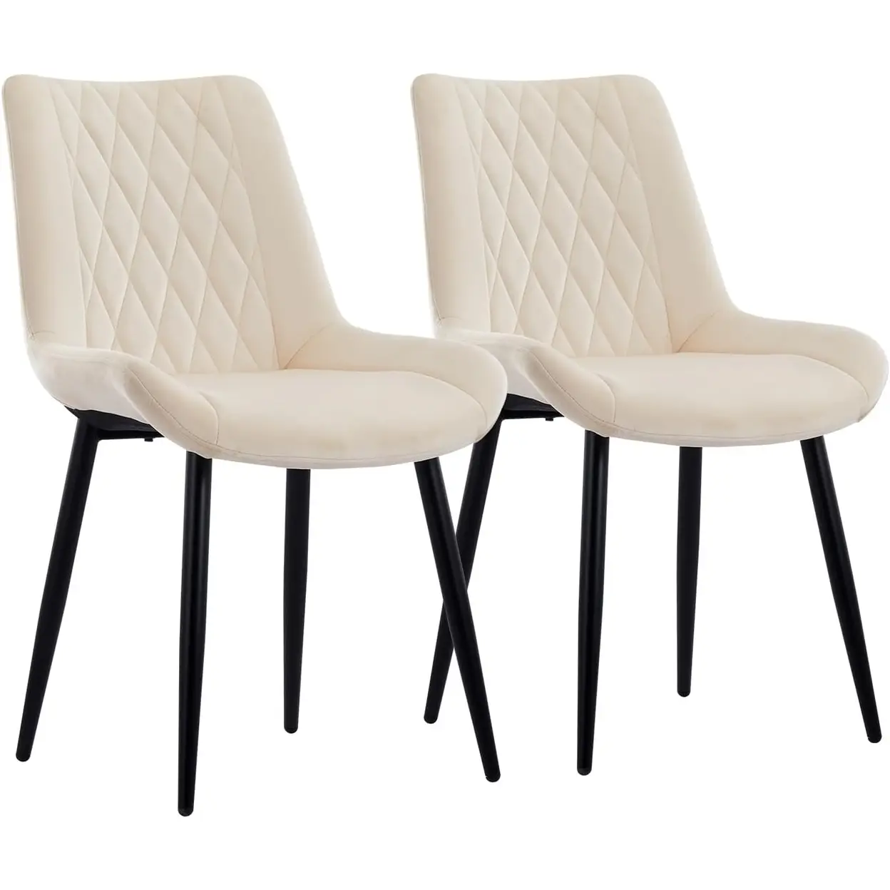 CLIPOP Dining Chairs Set of 2 Velvet Kitchen Chairs with Metal Legs Padded Counter Leisure Reception Chair for Dining Room Living Room Bedroom 0398 cream 47*45*88.5cm image 0