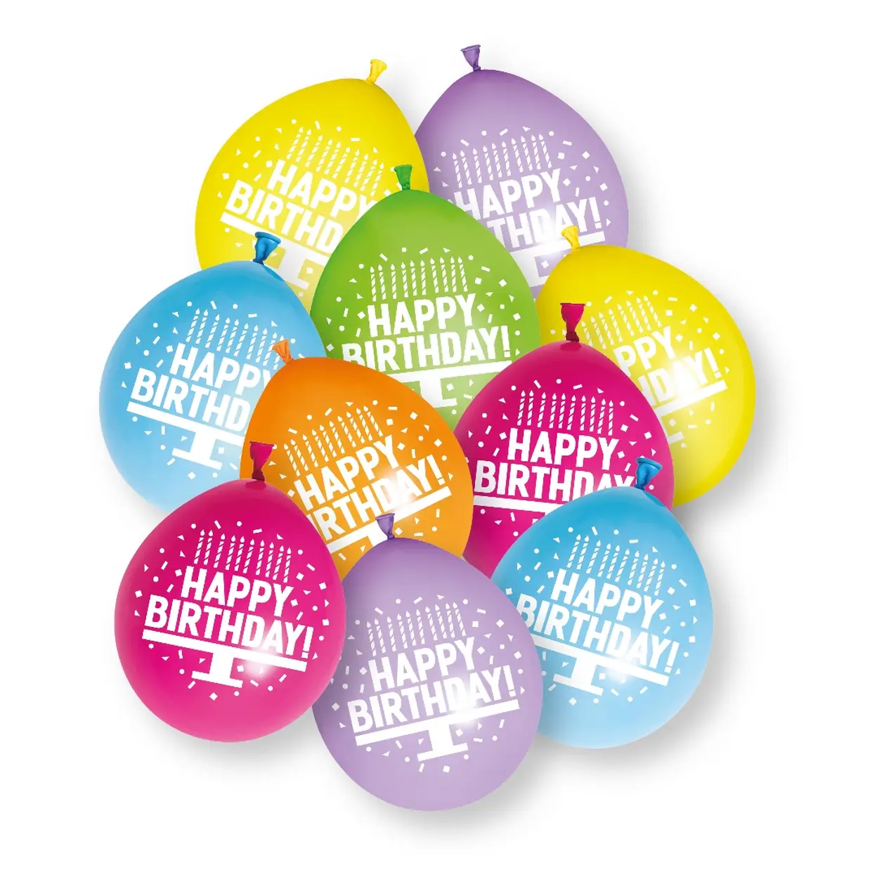 Unique Party Happy Birthday Latex Balloons, 22.5cm, 10 Pack image 0