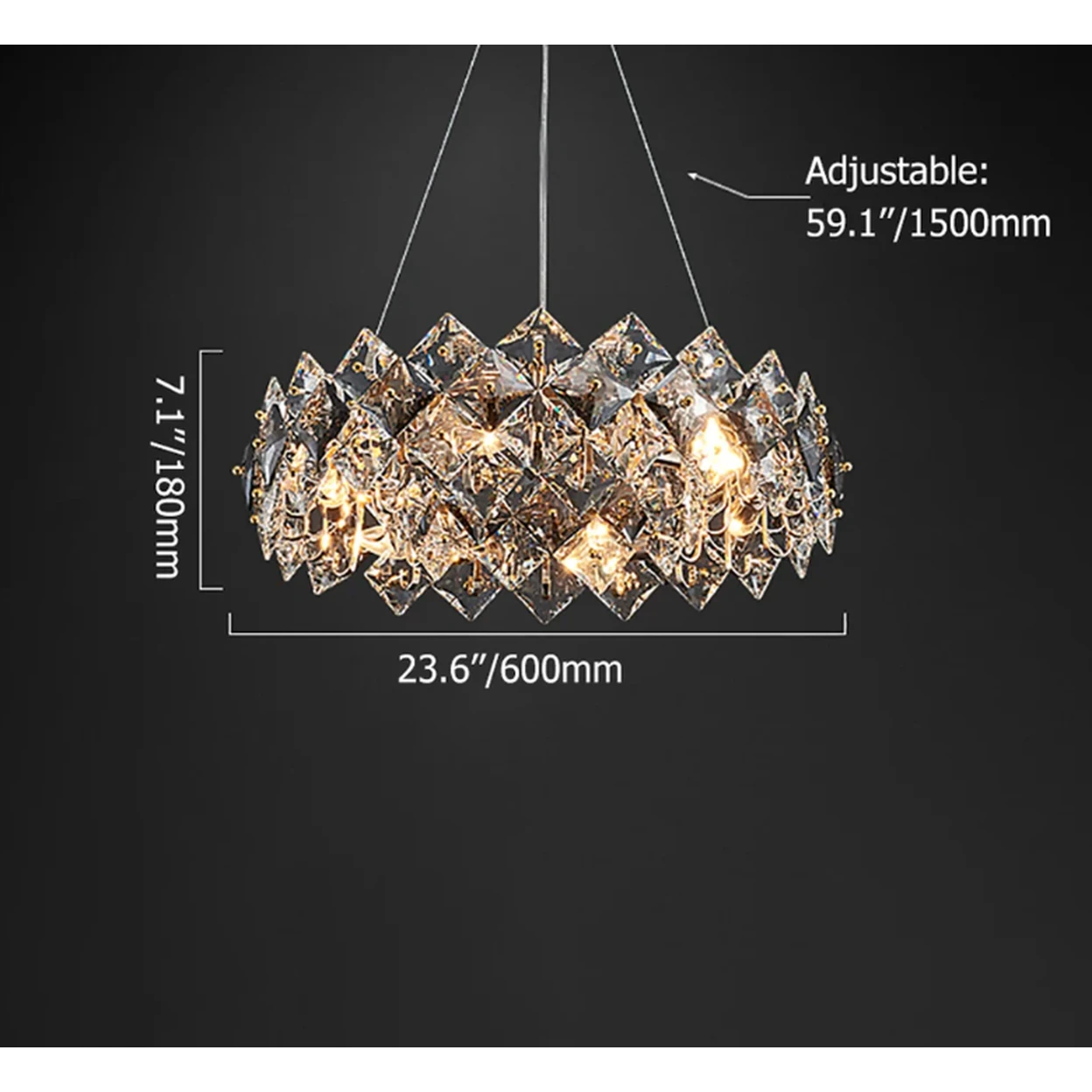 Homary Crystack Modern 6-Light Tiered Crystal Chandelier with Adjustable Cables image 0
