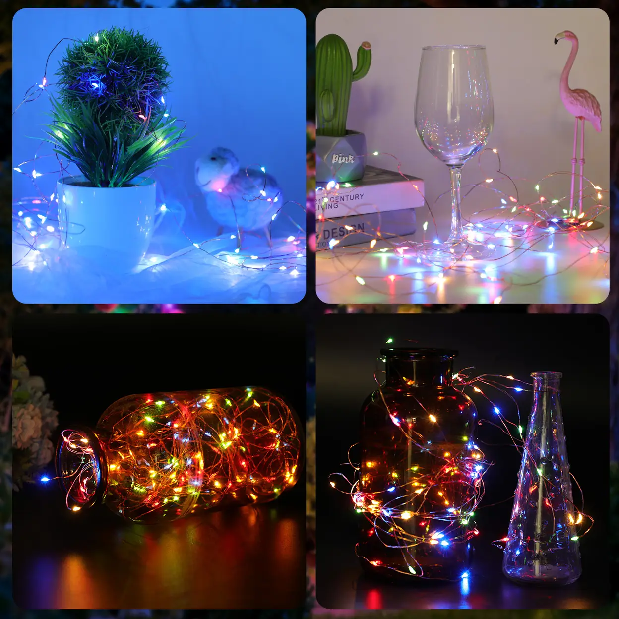 Vivreal Solar-Lichterkette aus Kupferdraht, 2er-Set, 8 m (26 ft), 80 LEDs, mehrfarbig, wasserdicht, für den Außenbereich, Garten, Terrasse und Feiertagsdeko, Neujahr-Angebot, Top-Geschenkideen image 0