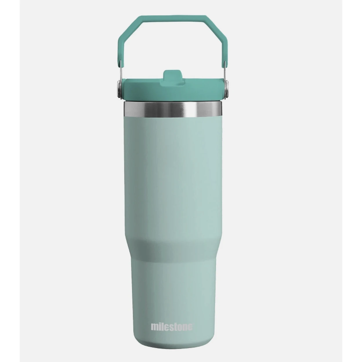 Milestone Travel Mug with Flip Straw Stainless Steel Double Walled Mint Green 890ml image 0