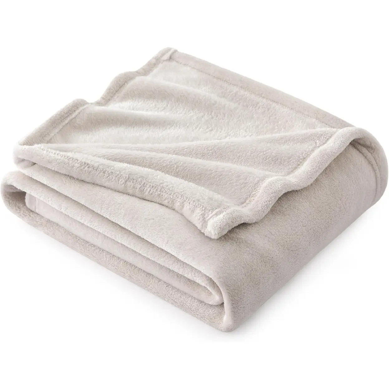Bedsure Flannel Blanket - Solid Natural, 150x200cm, 1 Piece, 100% Polyester image 0