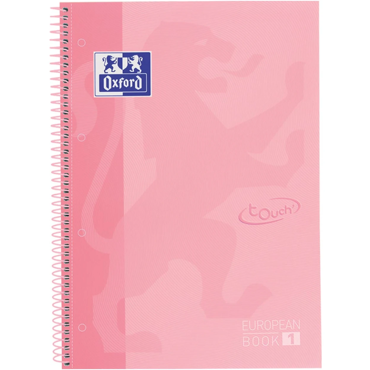 OXFORD Europeanbook 1 Touch Cahier quadrillé 5x5 à spirale A4+ 80 feuilles - Rose clair image 0