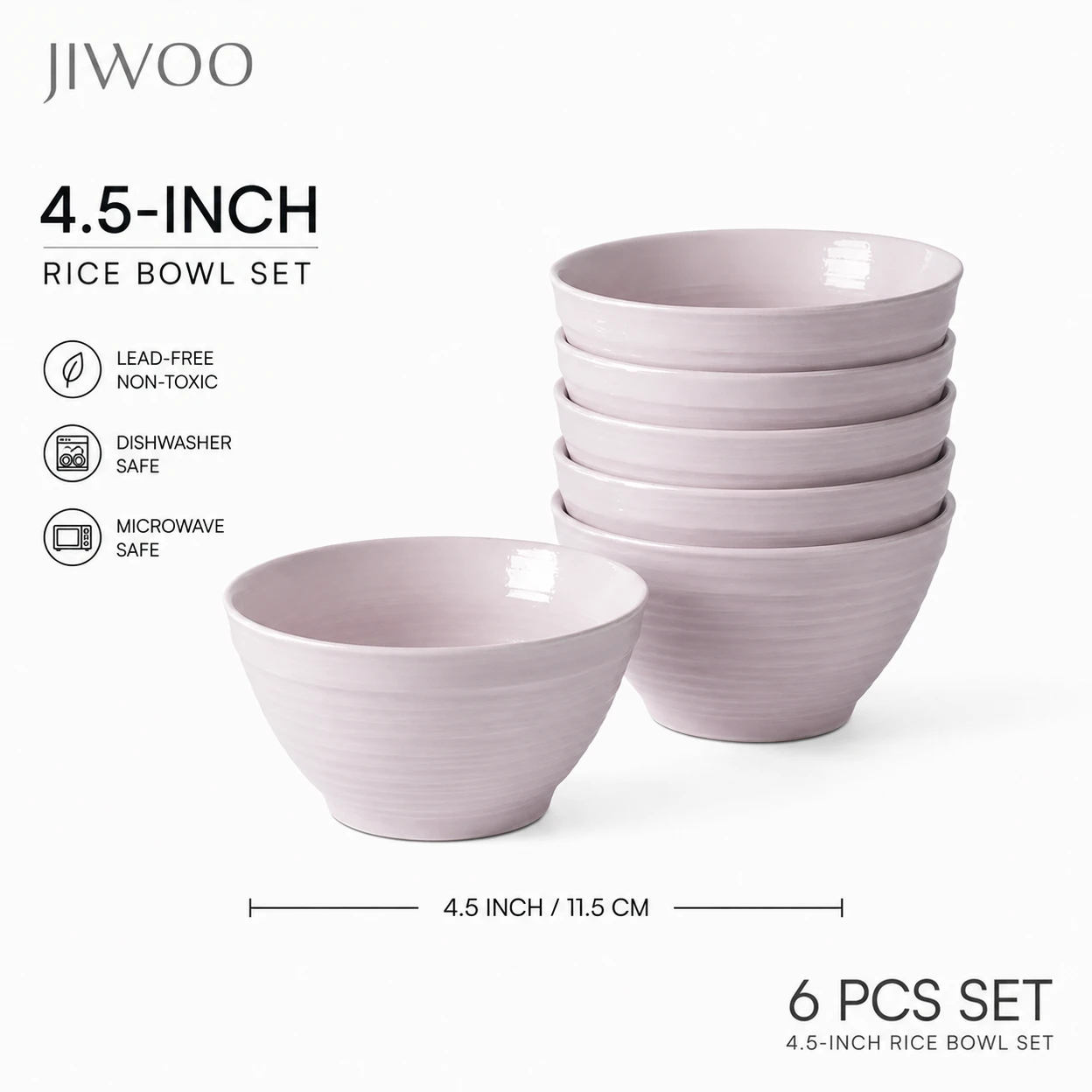 JIWOO Lurcern Superangebot 6-teiliges Familien-Set: 4,5 Zoll Mattes Lila Elegantes Keramik Kleines Schüssel-Set image 0