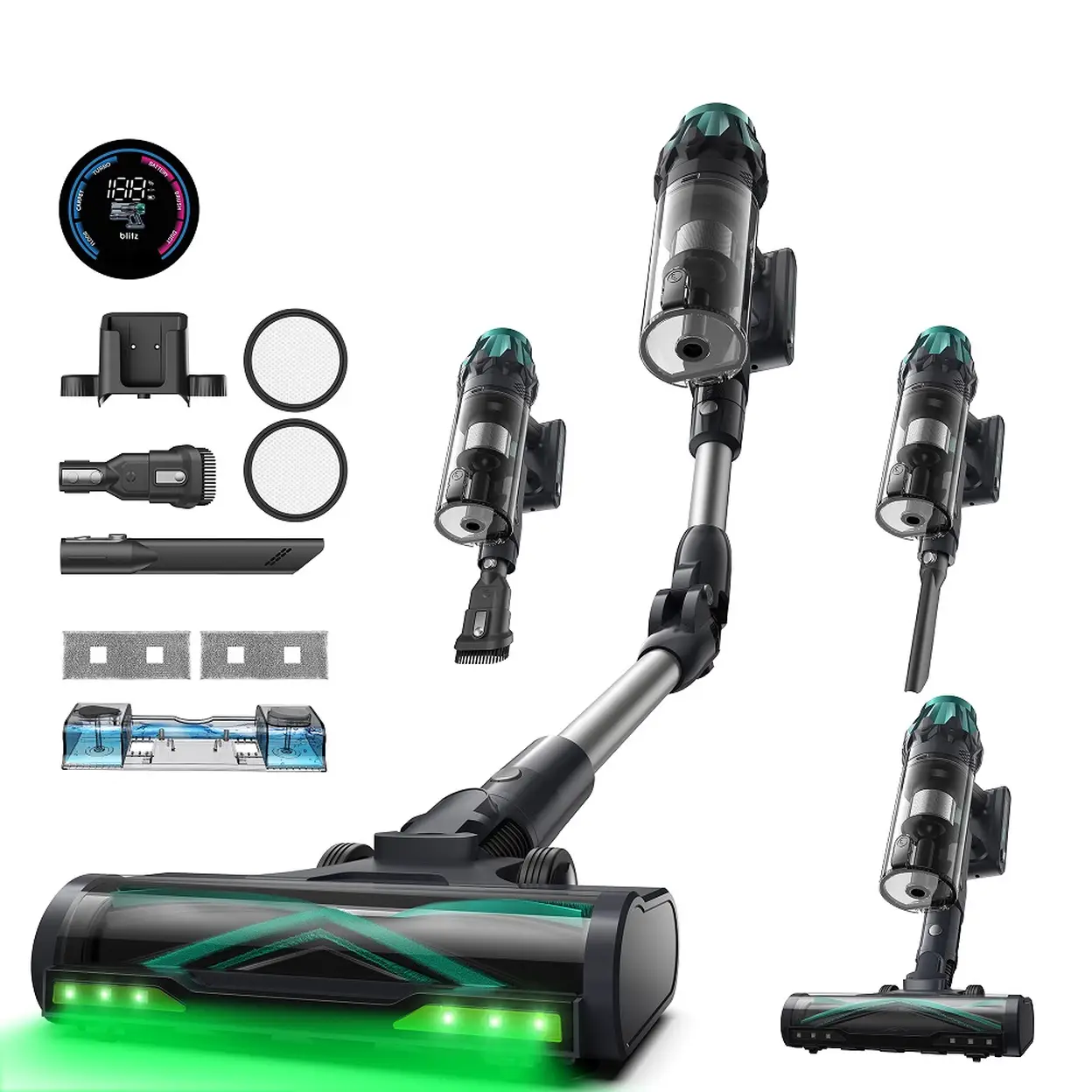 Vexilar V15Max Cordless Vacuum Cleaner with Mopping, 65kPa Powerful Suction, 60min Runtime, Flexible Tube, GreenEye Tech, Wall Mount Charging, Anti-Tangle Stick Vacuum for Pet Hair, Carpets EU image 0