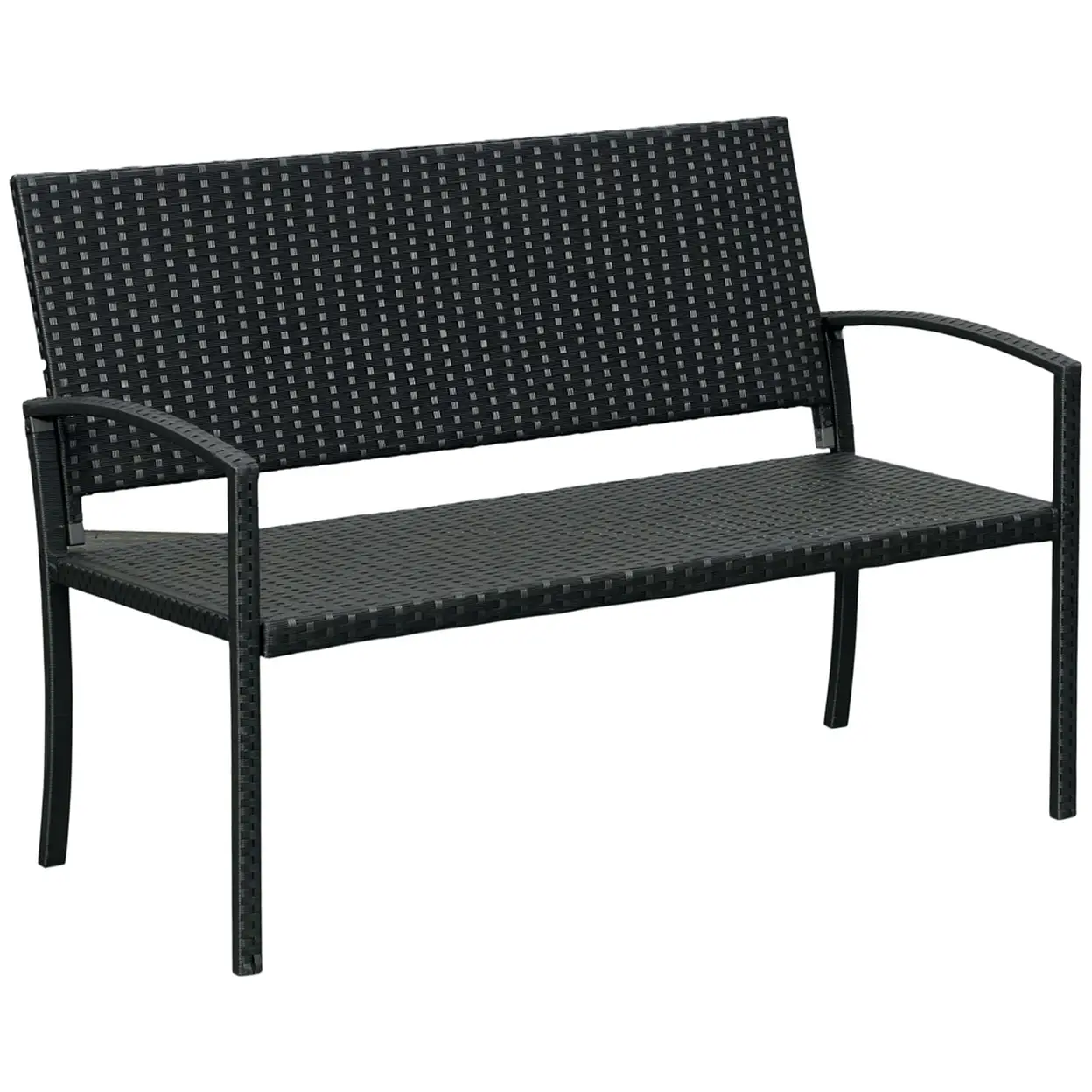 Outsunny Banc de jardin 2 places style cosy chic résine tressée 4 fils imitation rotin noir image 0