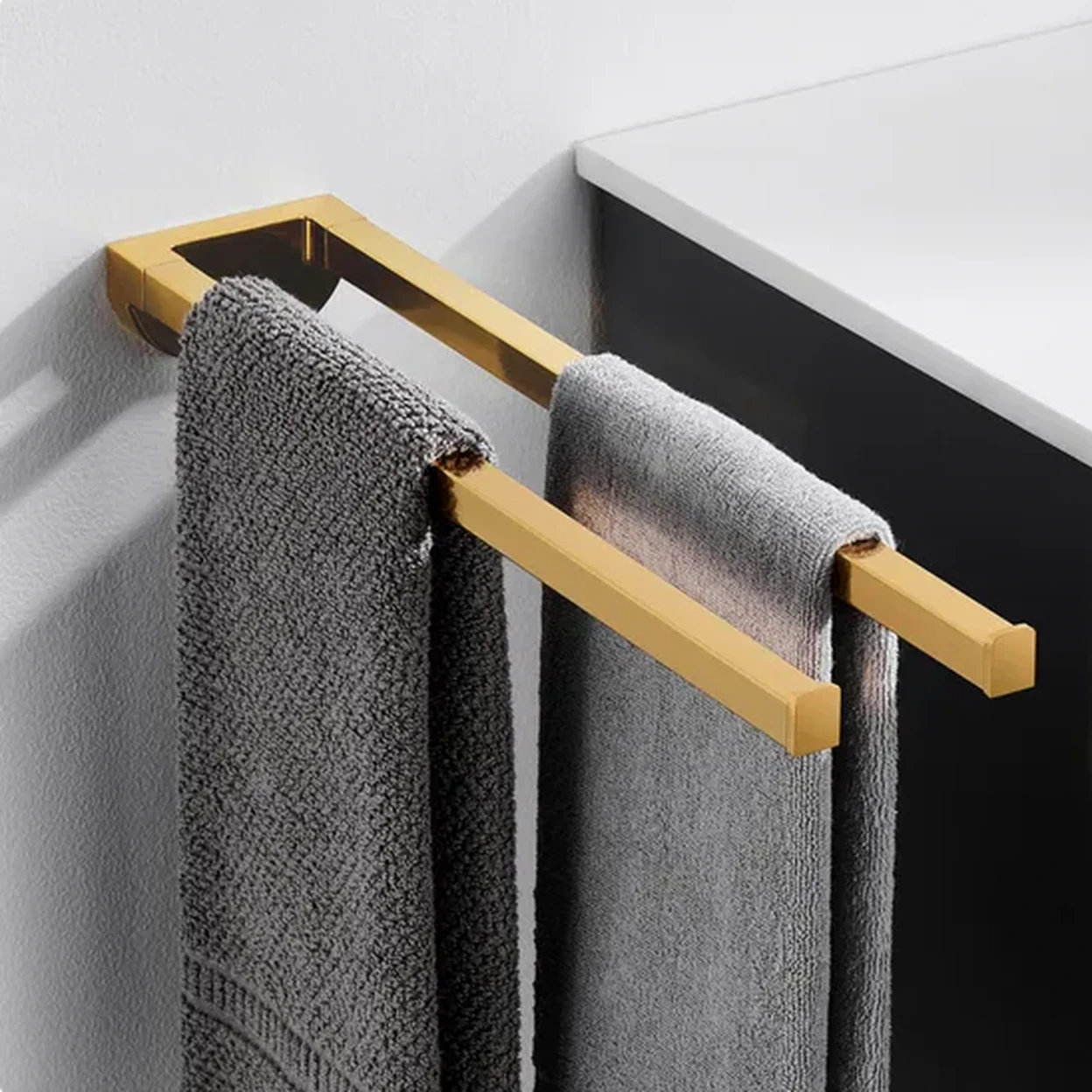 Auralum Porte-serviettes 42 cm en acier inoxydable, finition or, sans perçage, peut être cloué image 0