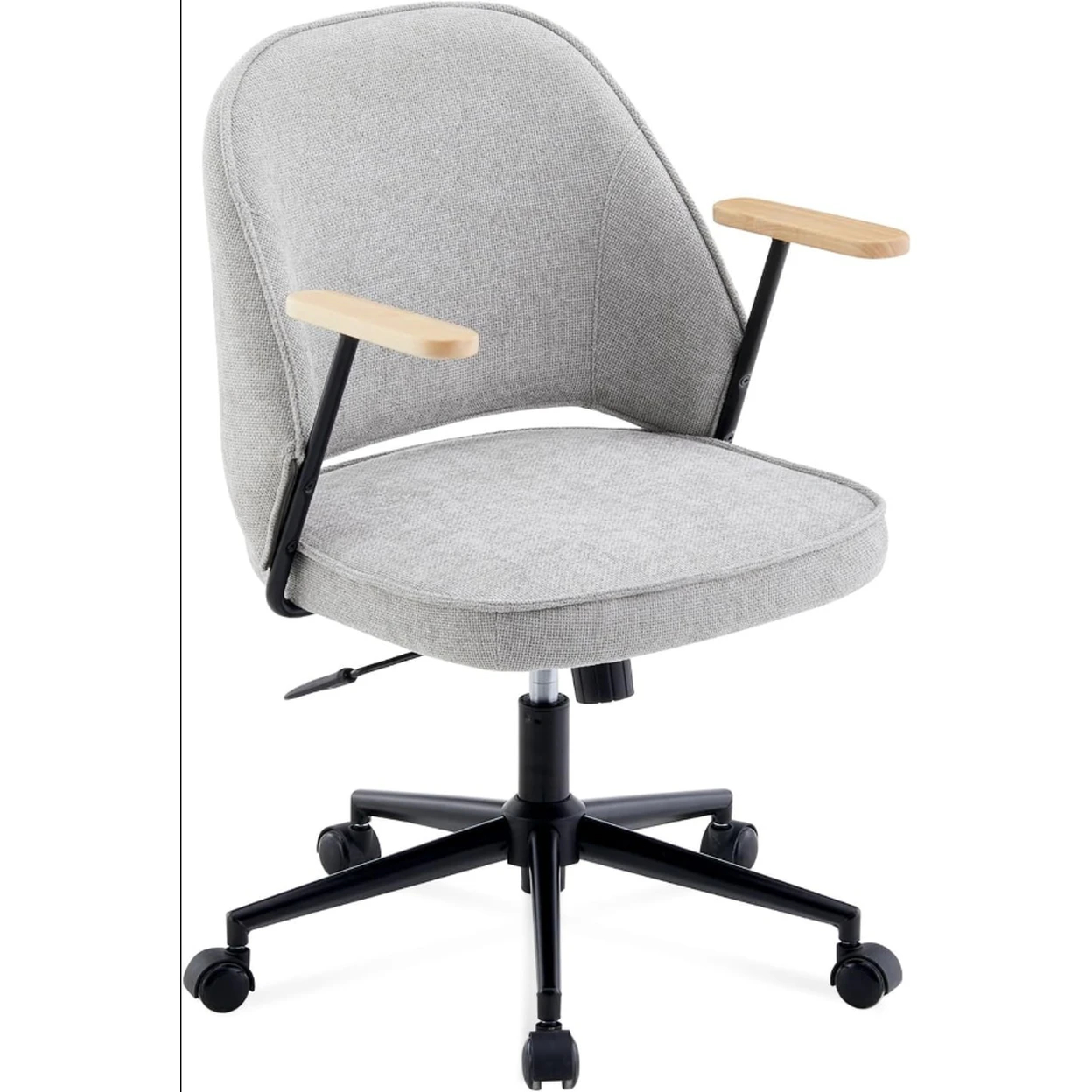 CLIPOP Home Office Chair Fabric, Ergonomic Computer Desk Chair, Swivel Chairs with Arms and Wheels, Padded Cushion Seat & Back Support for Study, Work Modern 0700 light grey single 61*63.5*95 cm image 0