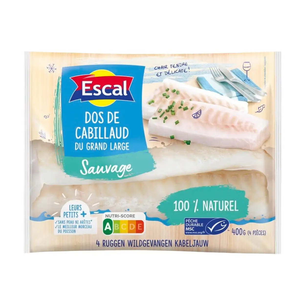 ESCAL 4 Dos de Cabillaud MSC Pêche Sauvage 400g image 0
