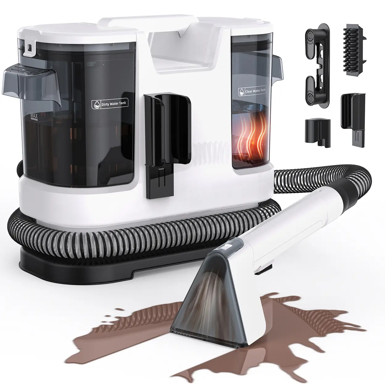 Lubluelu V8 Corded Carpet Cleaner with 15000 Pa Suction, 1400W Hot Water Upholstery & Stain Cleaner Machine, Large Tank and Long Power Cord for Carpets, Sofa, Auto Interiors|Includes 9 Accessories|44x33x20cm|4.2KG image 0