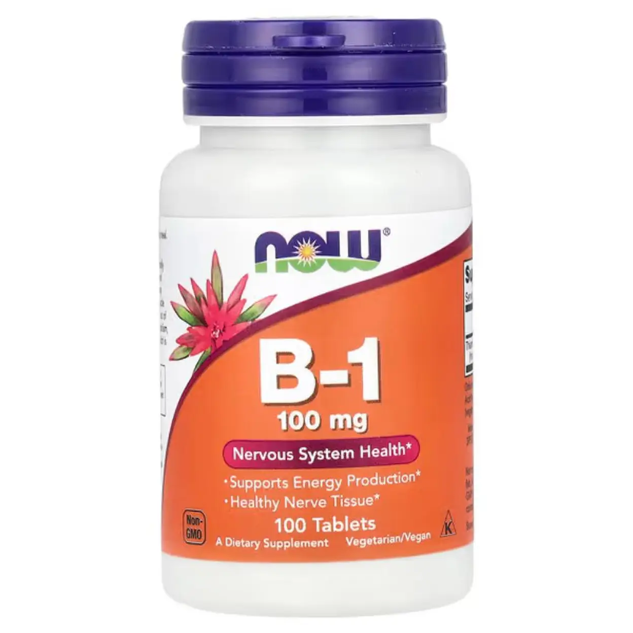NOW Foods Vitamin B1 Thiamine Energy Metabolism 100mg Tablets - 100 Tablets image 0