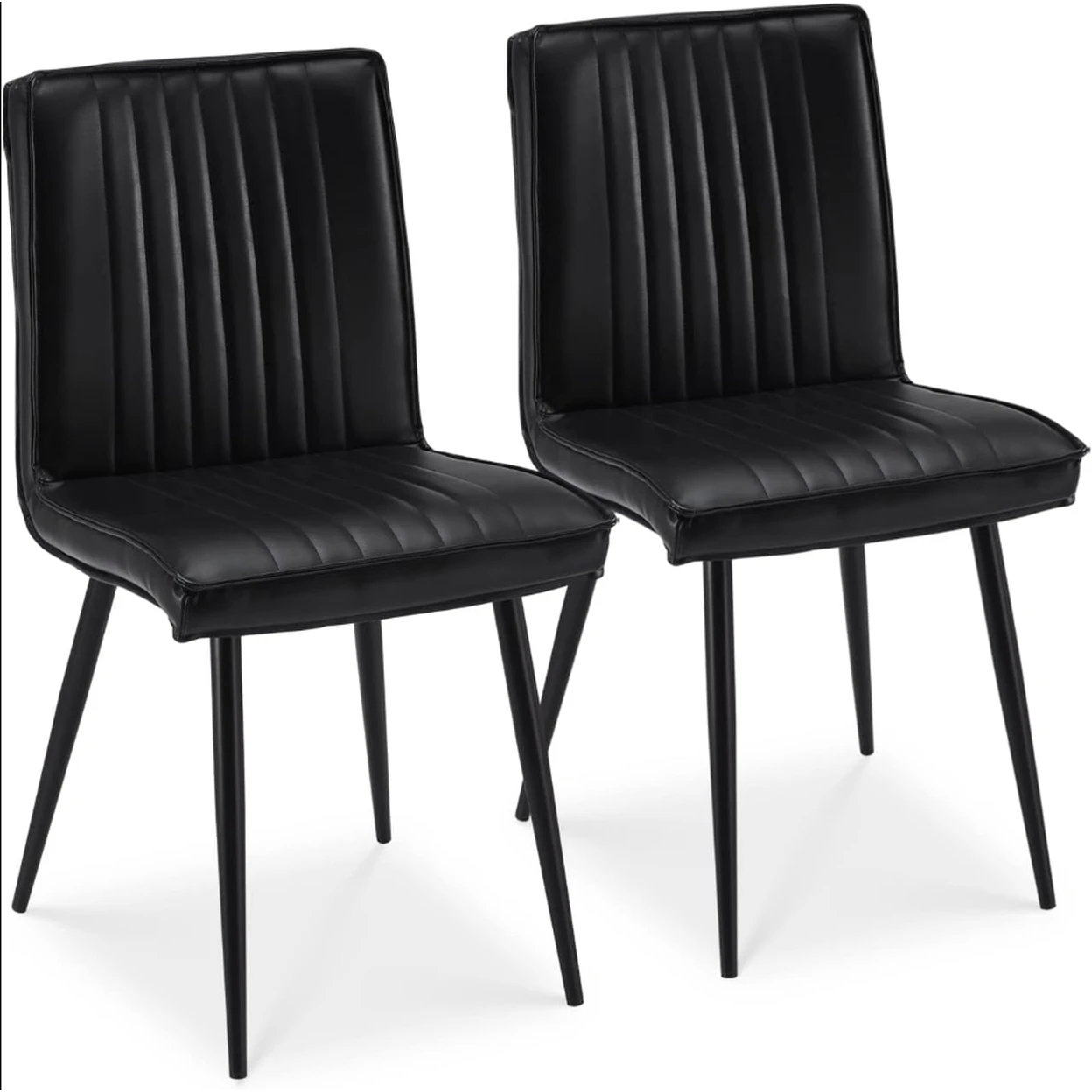 CLIPOP PU Dining Chairs Set of 2 Upholstered Kitchen Chairs with Backrest and Sturdy Metal Legs, Lounge Reception Counter Chair for Home Dining Living Room Bedroom Restaurant (2, Black) image 0