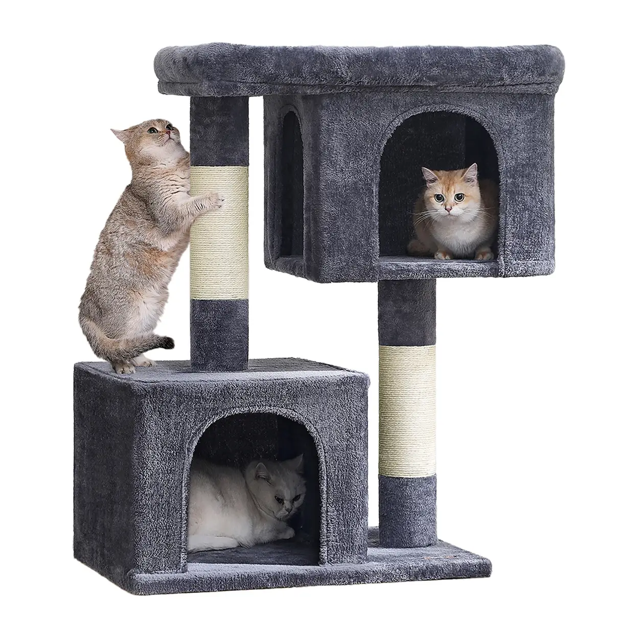 SONGMICS Cat Tree, Play Tower 101 cm, XL, House for Cats up to 20 kg, Large Platform, 2 Niches, Scratching Post, Dark Grey image 0
