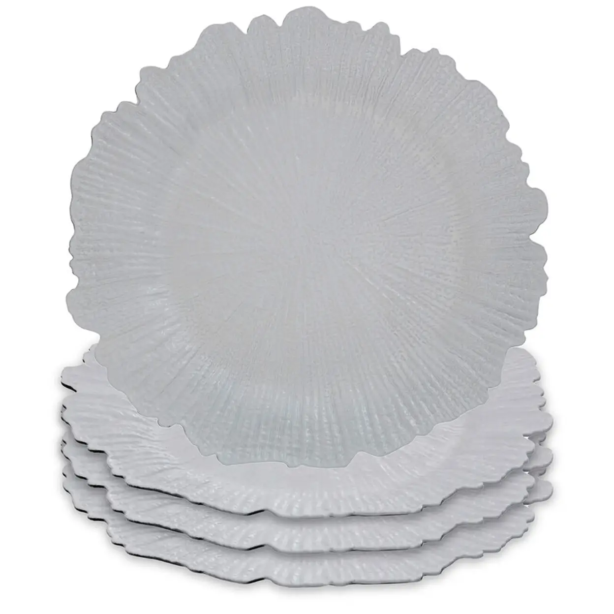 Maison by Premier Set of 4 33cm Dia White Reef Charger Plates image 0