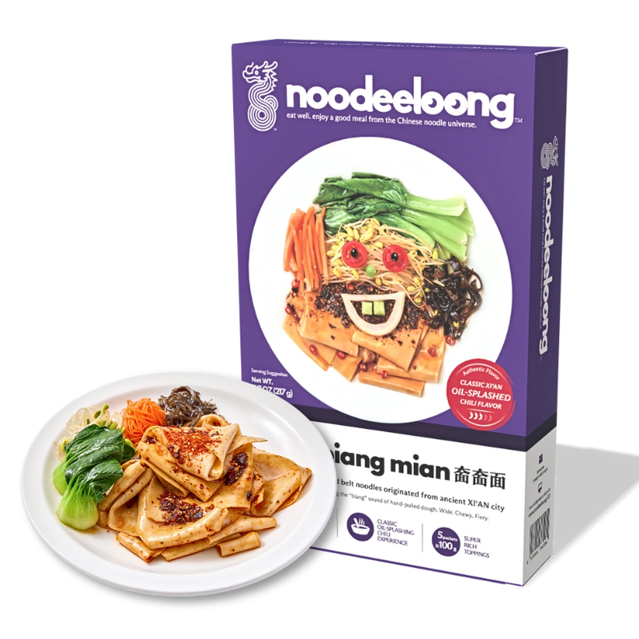 Noodeeloong Biang Biang Noodles Classic Xi'an Oil-Splashed Chili Flavor 217g image 0