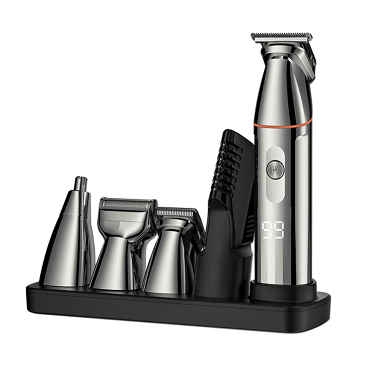 Sparoma 5-in-1 Beard Trimmer Set – Stainless Steel, Type-C Rechargeable, Smart Lock, LED Display, IPX7 Waterproof, Magnetic Blade System, Suitable for Body Hair, Haircuts, Nose Hair, Shaving, LK-891 image 0