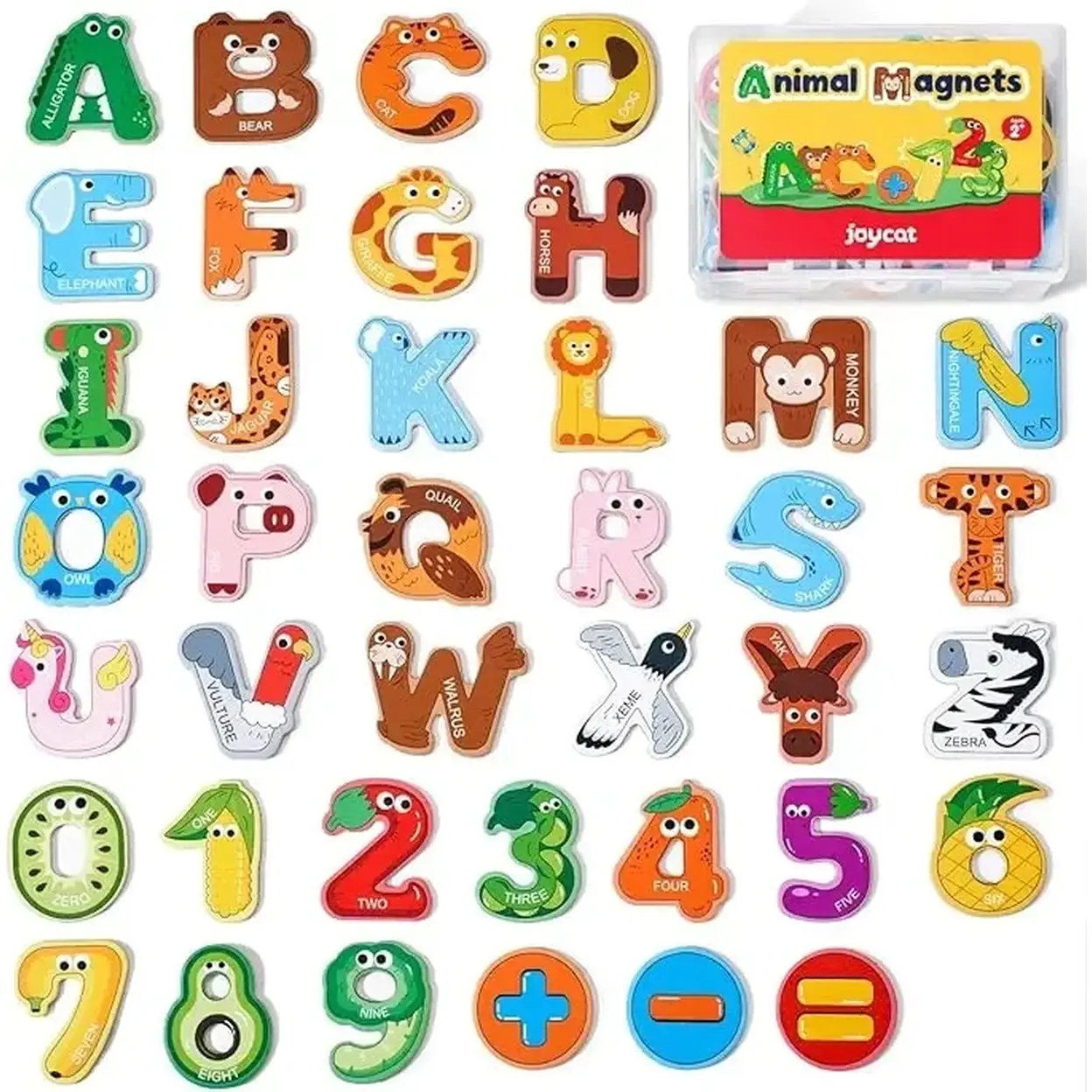 Wooden Alphabet & Number Magnets - Large Size Animal-Themed ABC 26 Uppercase Letters & 0-9 Numbers Set for Toddlers image 0