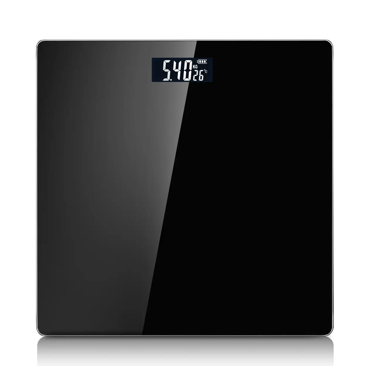 Sparoma AD-26 Black Digital Bathroom Scale – Battery Powered (2×AAA,Batteries Not Included), 180kg/400lb Capacity, 0.05kg Precision, 4mm Tempered Glass, LCD Display, for Bathroom, Bedroom & Home Use image 0