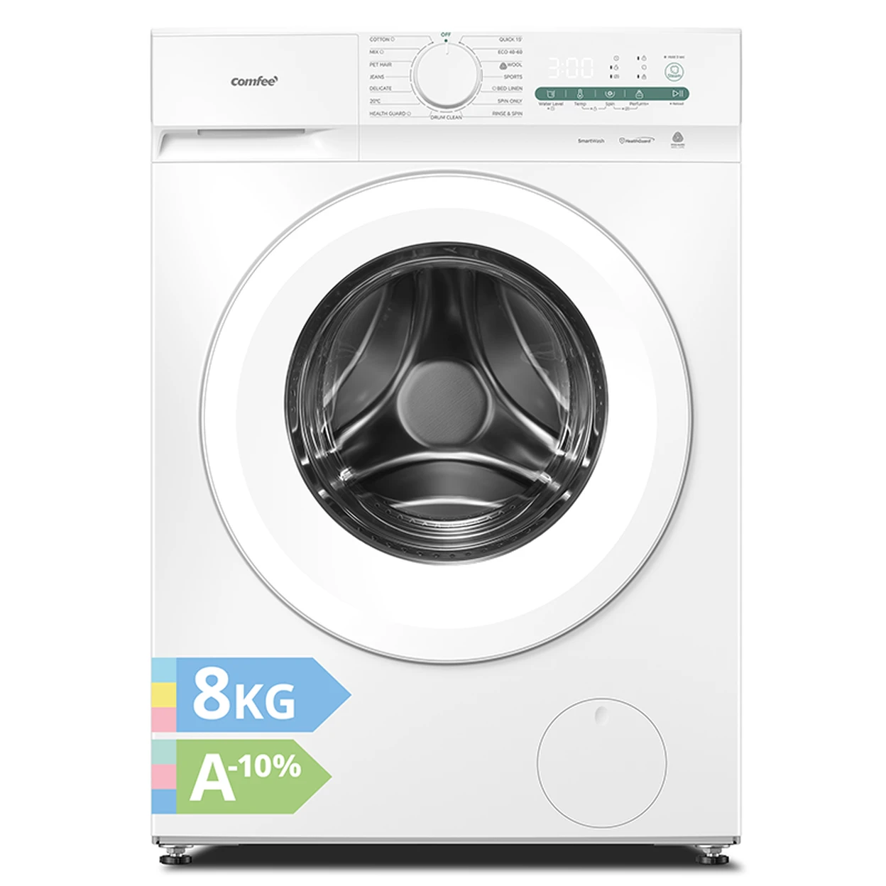 Comfee Waschmaschine 8 kg, mit Haustierhaarpflege-Programm und Dampffunktion, 16 Programme, Energieeffizienzklasse A-10%, Füllfunktion, leise und energiesparend, CF08EWP05W-HR, Weiß image 0