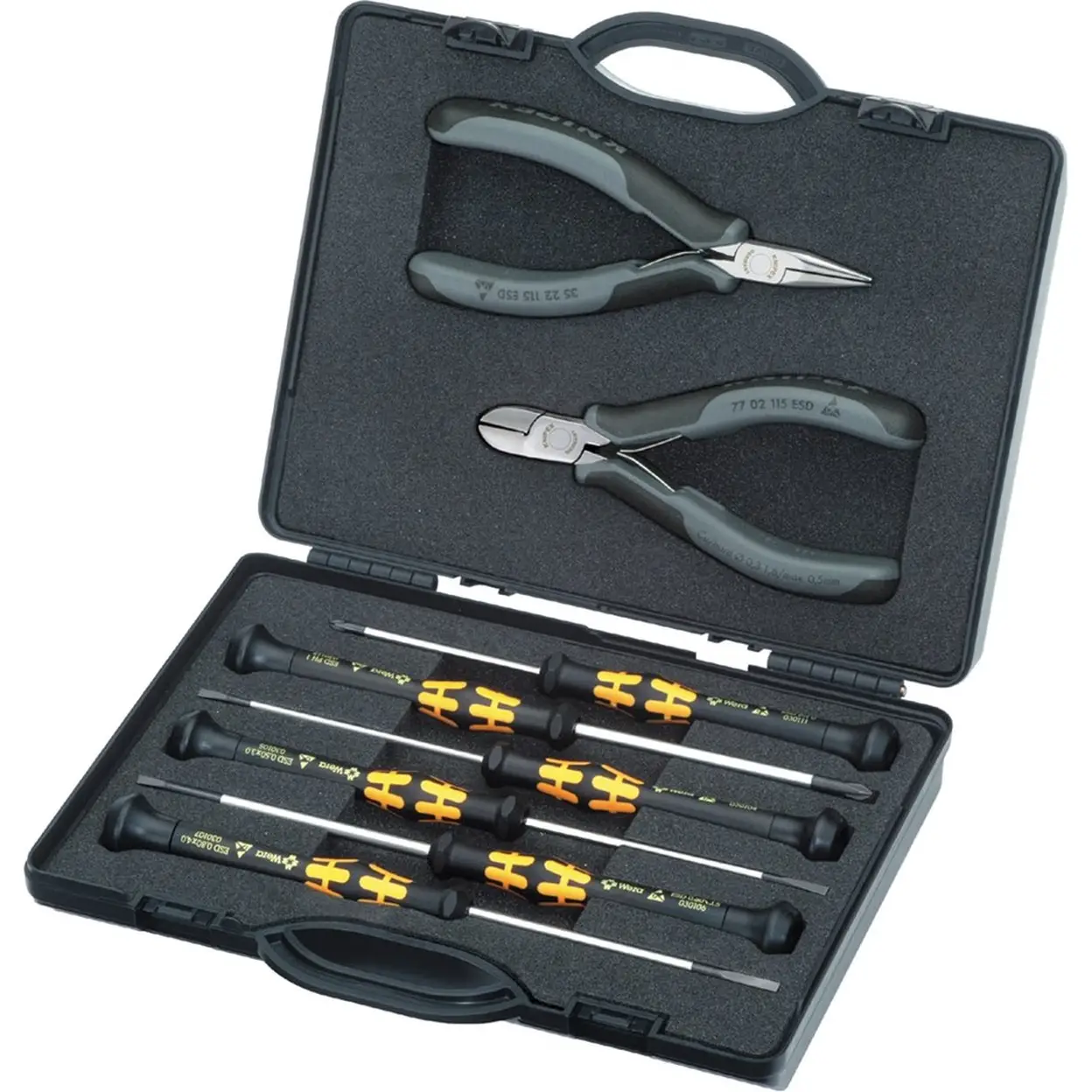 KNIPEX Elektronica Tang ESD Set - 8 stuks, Impactbestendige Opbergdoos image 0