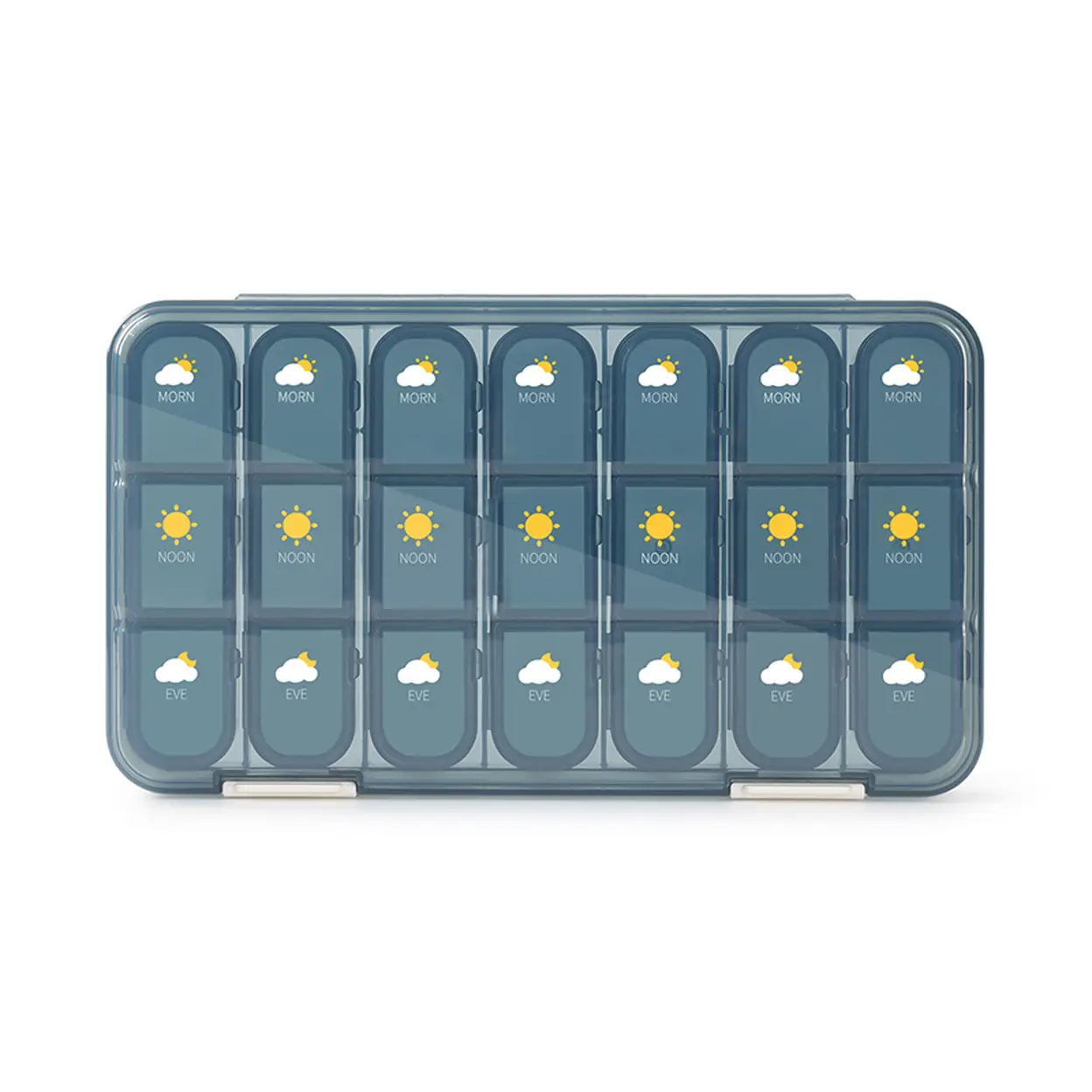 JORDAN&JUDY Portable Sealed Weekly Pill Organizer Large Capacity Pill Dispenser Pill Storage Box 21 Compartments-Blue, New Year Sale , Top gift picks image 0