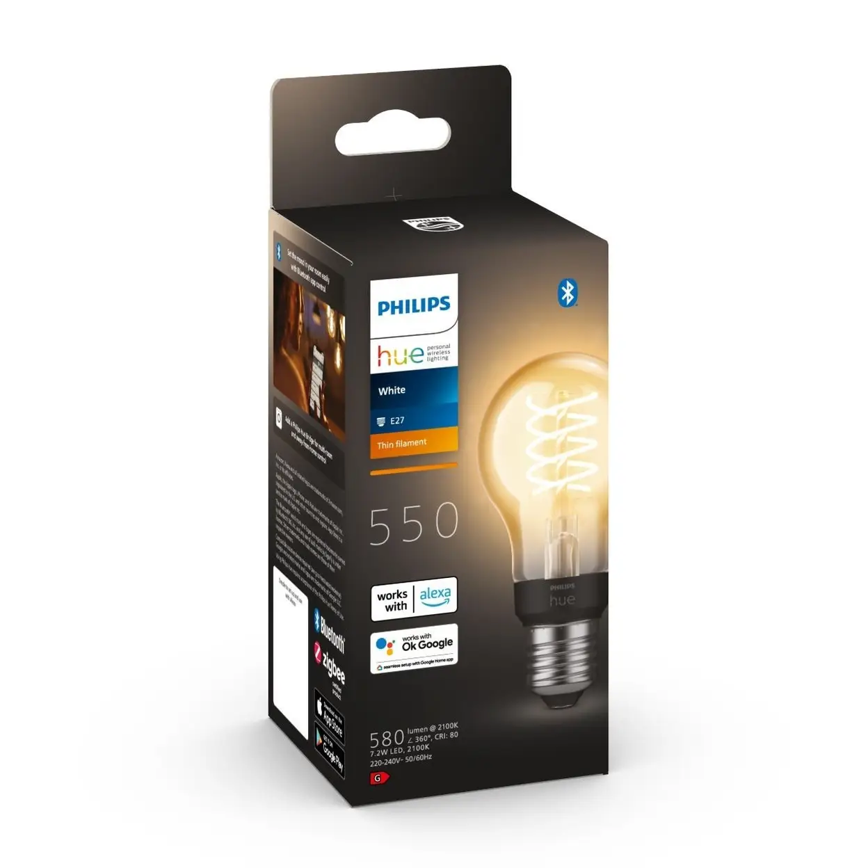 Philips Hue Ampoule intelligente à filament, filament blanc, E27 image 0
