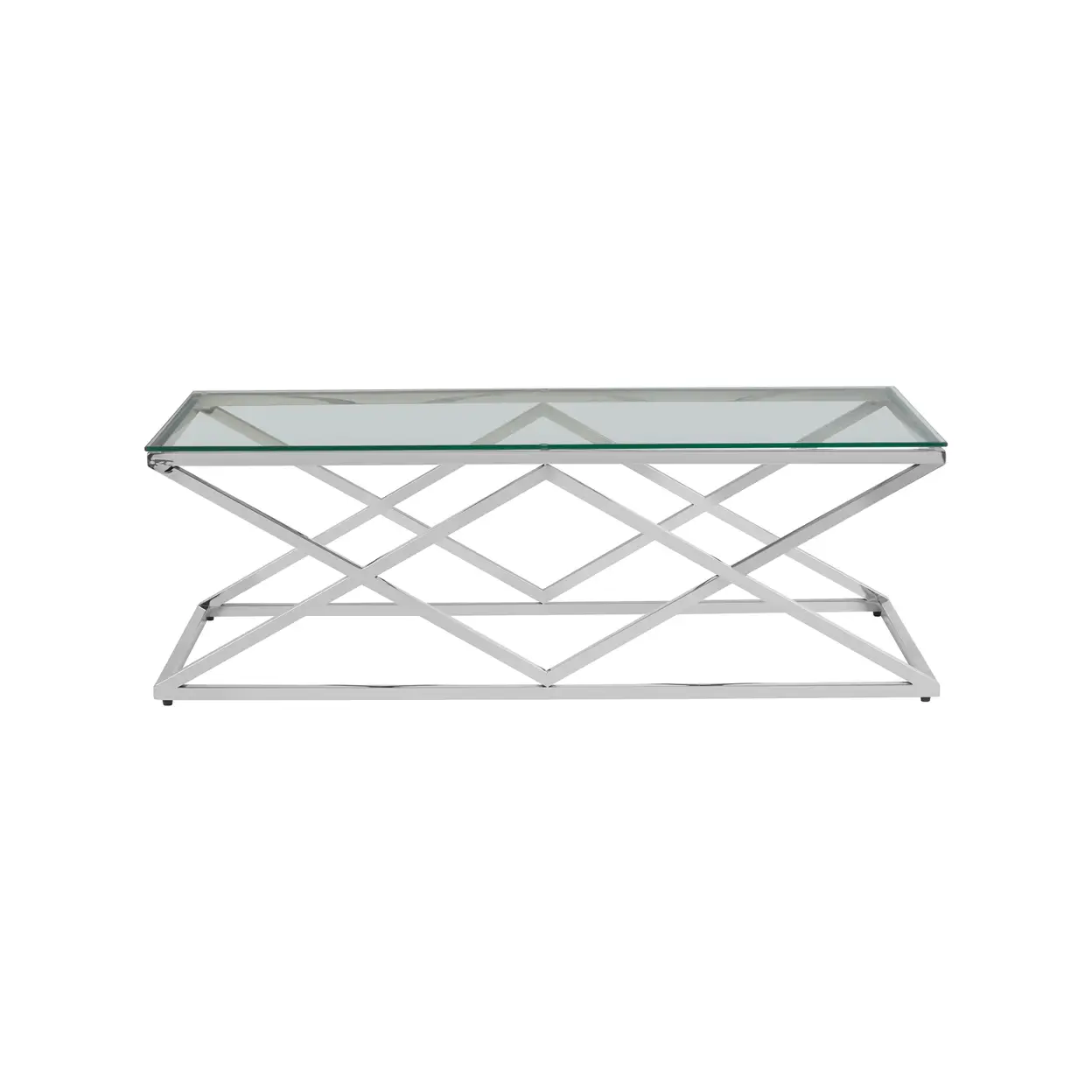 Interiors by Premier Coffee Table Allure Prism Rectangle Silver Finish/Glass image 0
