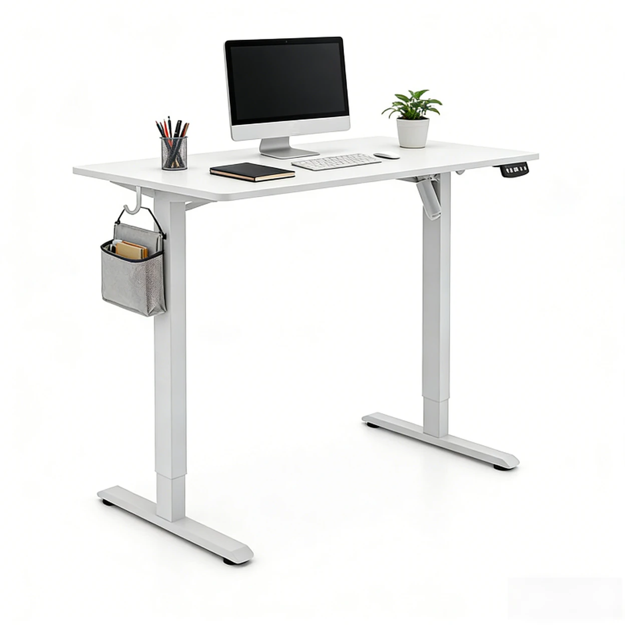ochama Electric Standing Desk, White, 120*60cm, Full Board Tabletop, 2-Level Memory Height, 70KG Load Capacity, UK Standard & CE Dual Certification, Eco-Friendly Tabletop, Desk for Office / Study / Gaming image 0