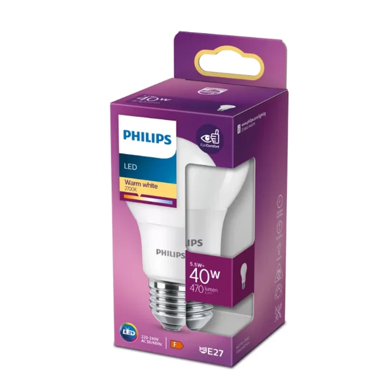Philips Light Bulb LED Globe Frosted Screw E27 Warm White 40W Non-Dimmable image 0
