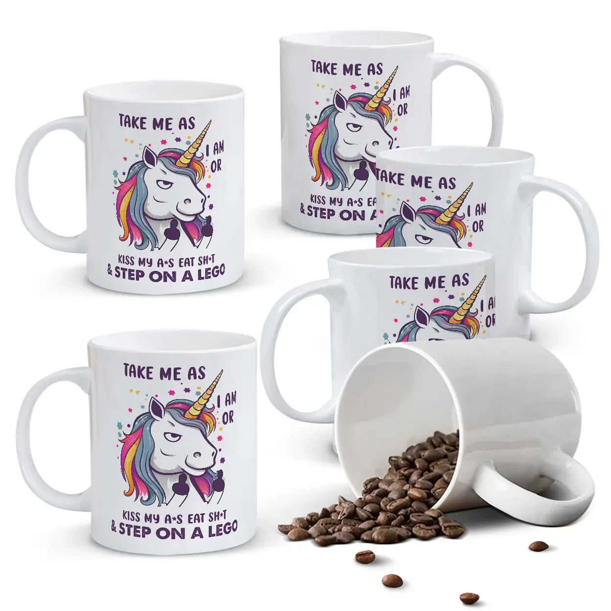 Alphynix 1pc 11oz White Mug with "Take Me As I Am" Unapologetic Quote & Sassy Unicorn, Bold Attitude Christmas or Thanksgiving Gift image 0