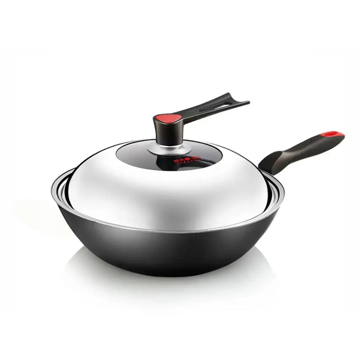 COOKER KING Poêle wok en acier carbone avec couvercle en verre - 30 cm image 0