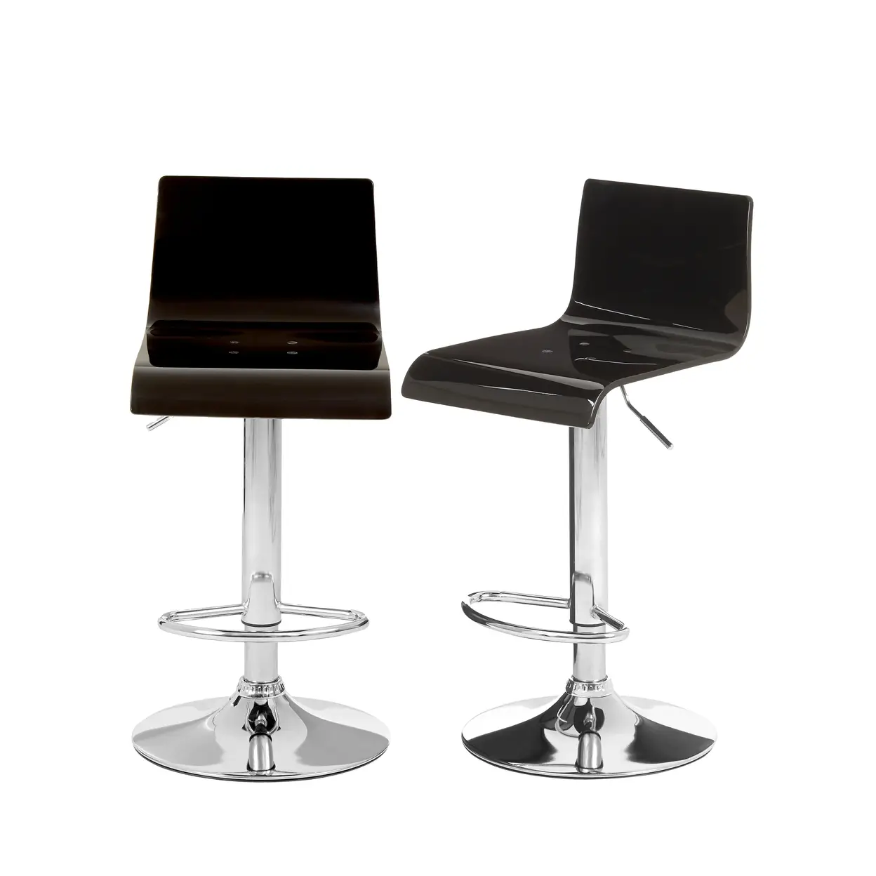 Interiors by Premier Bar Stool Adjustable Baina Acrylic Black/Chrome 2pcs image 0