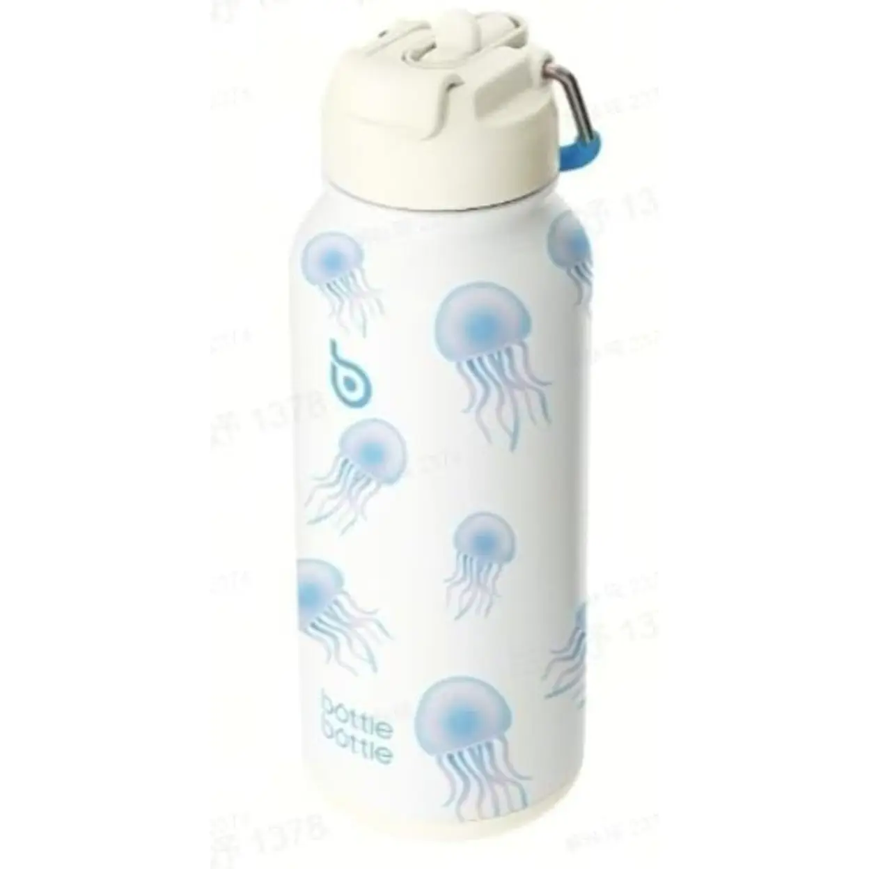 BOTTLE BOTTLE Gourde isotherme 32 oz en acier inoxydable, gourde de sport avec paille, design à double utilisation pour le gym, compartiment pour comprimés, Jellyfish Stupid image 0
