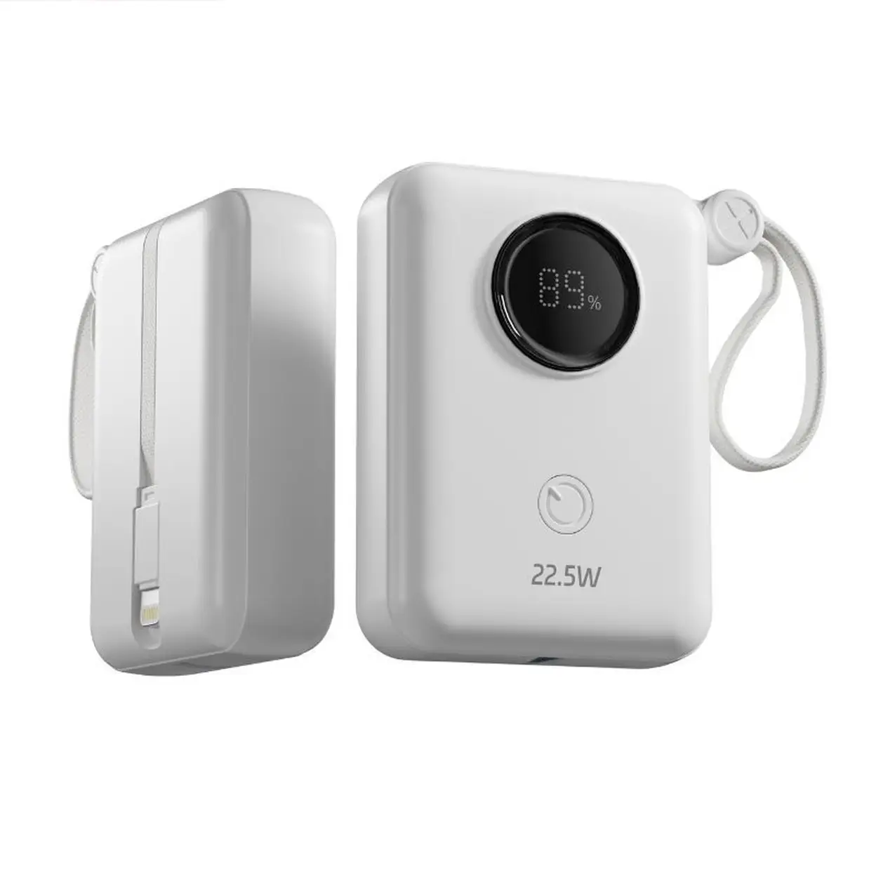 dpower P8284 Batterie Externe 10000mAh 22,5W Power Bank avec Câble Intégré Lightning, Écran Numérique, Batterie Portable Compacte Approuvée Avion pour Téléphone Smartphone Tablette,Blanc image 0