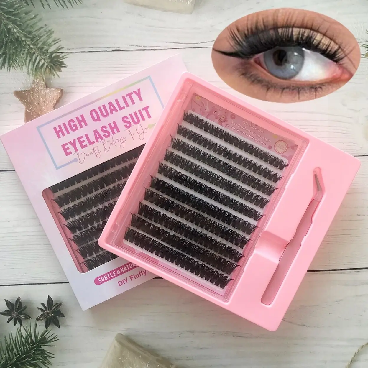 MeoMagic Kit de faux-cils pré-collés avec pinces à épiler, 10 lignes - F65 image 0