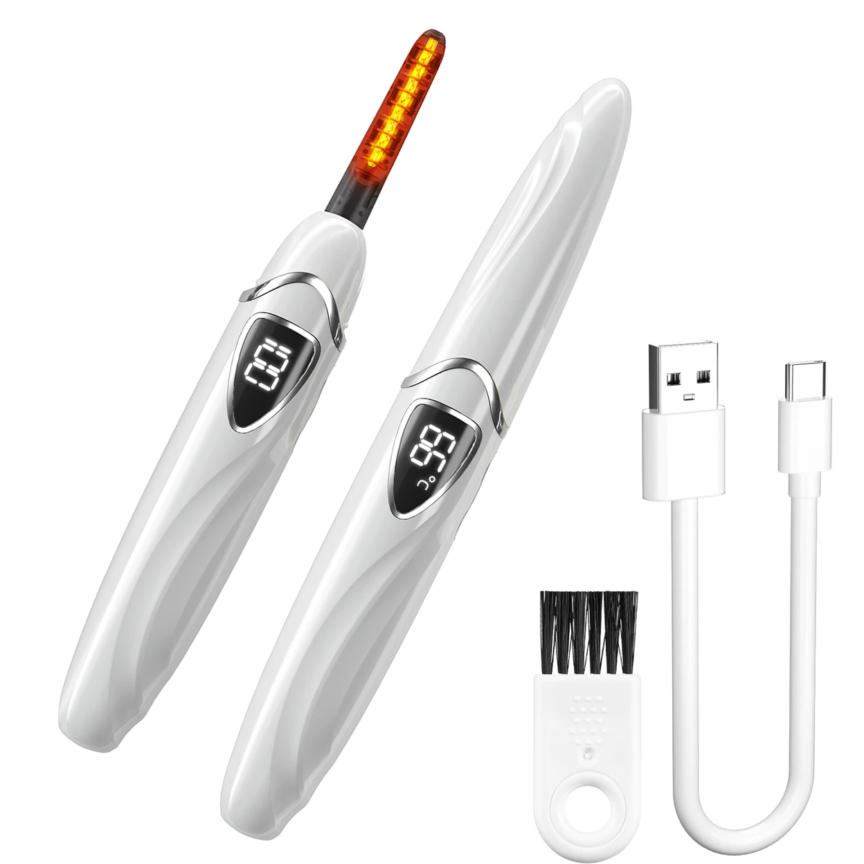 Sunluxy S600 White Electric Eyelash Curler, Natural Curling Long-lasting Shaping, LED Temperature and Power Display, Smart Safe Automatic Power-off, Rechargeable Portable Eyelash Curler image 0