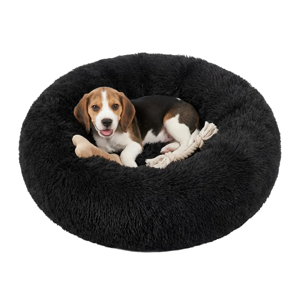 SONGMICS Lit apaisant en forme d’anneau pour chien, avec housse amovible et lavable, Noir - 70 x 20 cm image 0