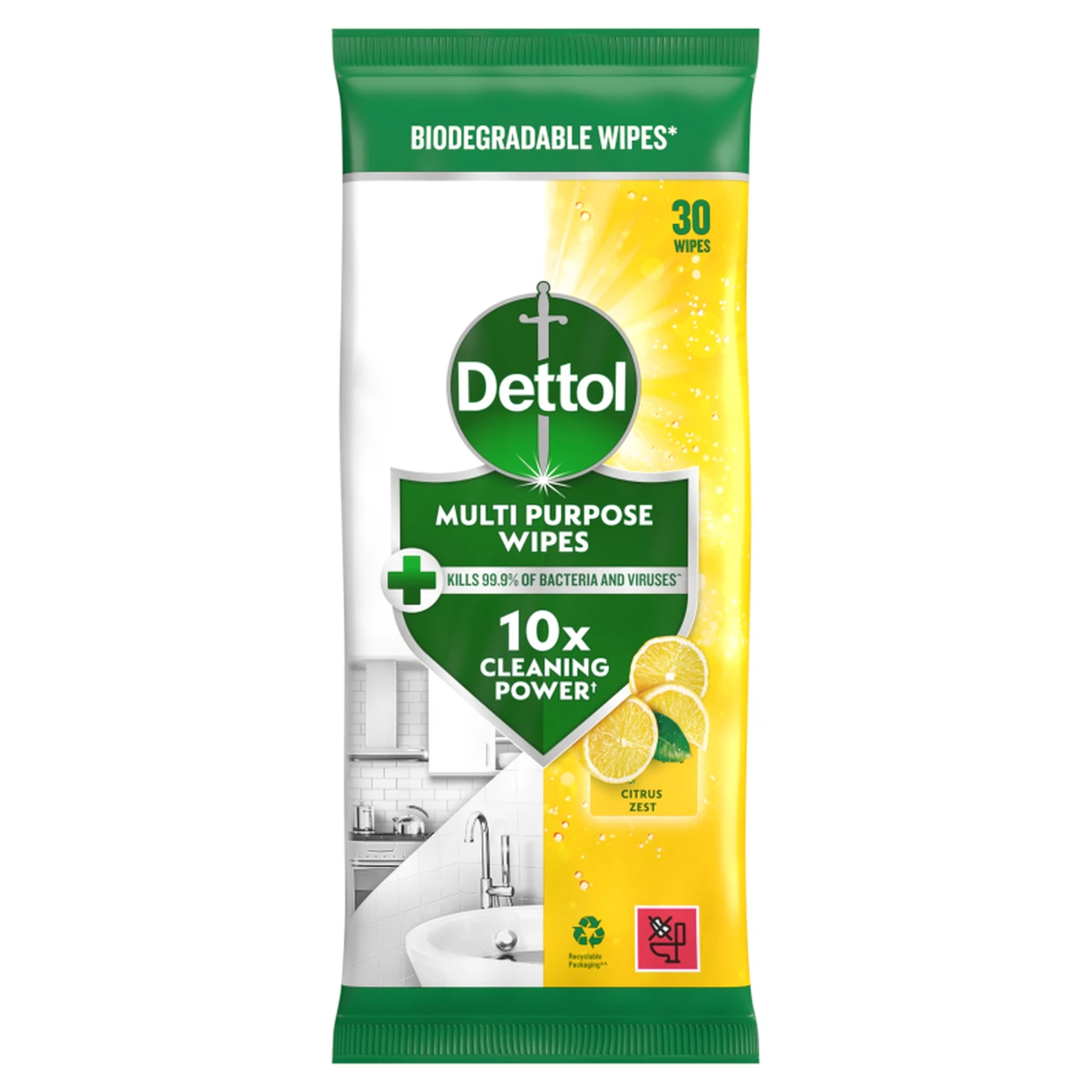 Dettol Multipurpose Wipes Citrus Zest 30 Large Wipes image 0