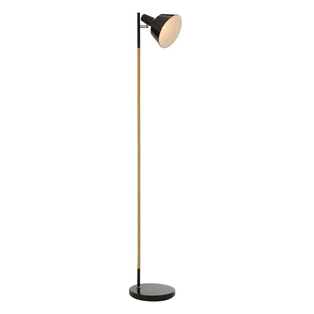 Interiors by Premier Floor Lamp Bryant Wood & Metal Black H:150cm image 0