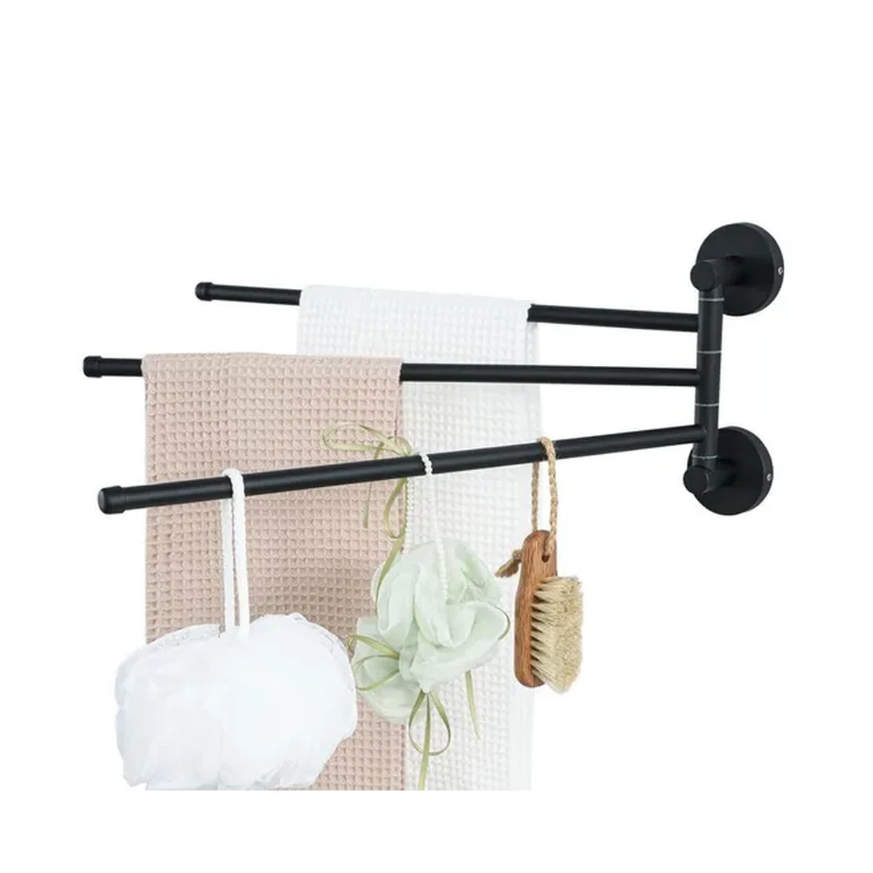 Auralum Lot de 2 barres de serviettes de salle de bain en acier inoxydable, 3 bras, pivotantes à 180° image 0