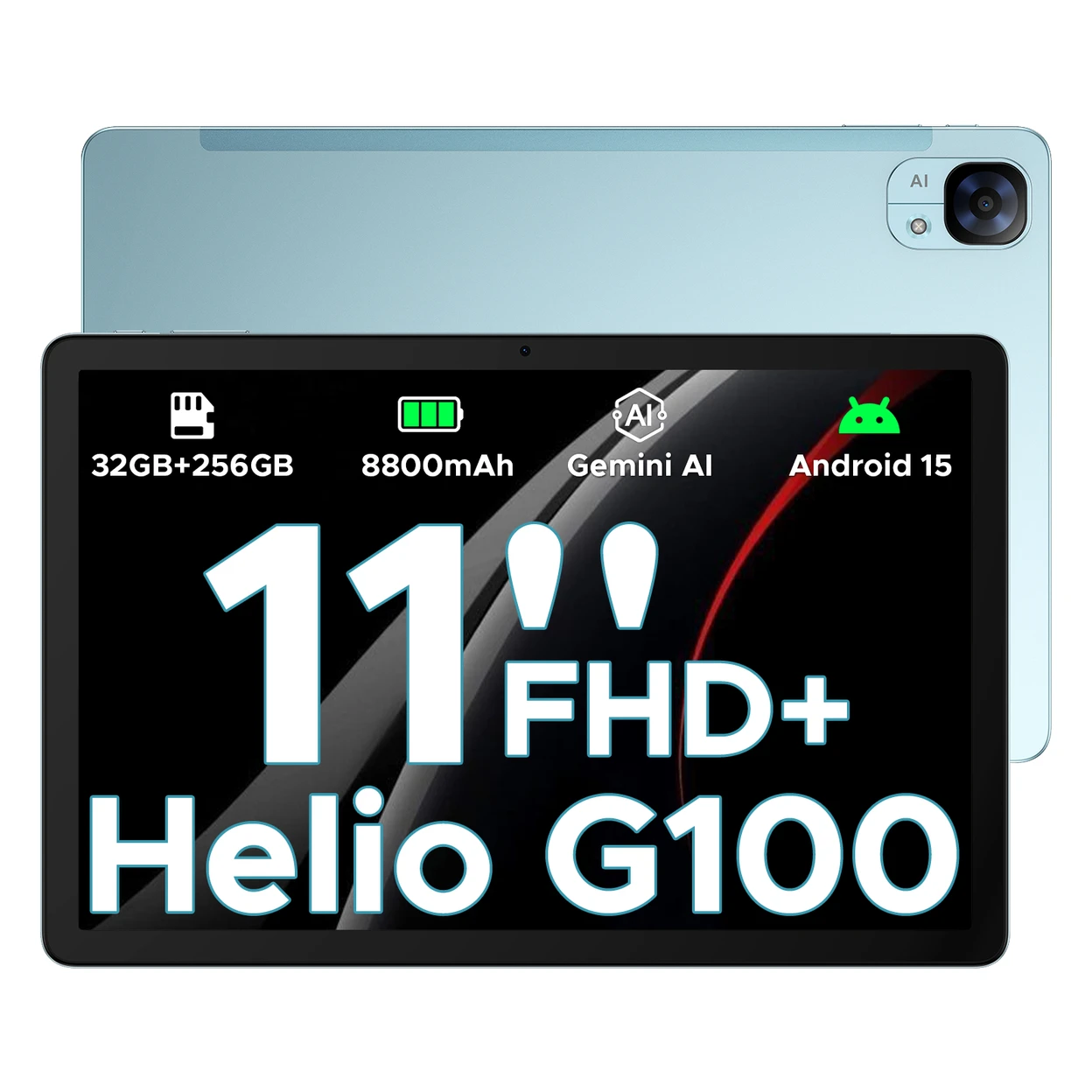 DOOGEE Tab E3 Android 15 AI Tablet, 32 GB + 256 GB/2 TB, 11 Zoll FHD+ & 90 Hz, Helio G100 Gemini AI Gaming Tablet, 8800 mAh Akku, 7,5 mm ultradünnes Metallgehäuse, Dual-SIM-Slots, 5G, WLAN, GPS, Bluetooth 5.2, Gesichtserkennung, Blau image 0