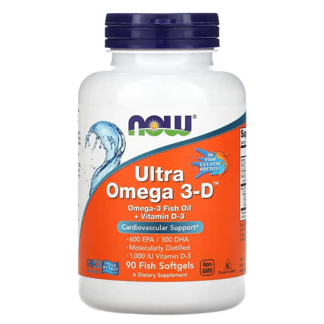 NOW Foods Ultra Omega-3 + Vitamin D3 Heart & Brain Support Softgels - 90 Softgels image 0