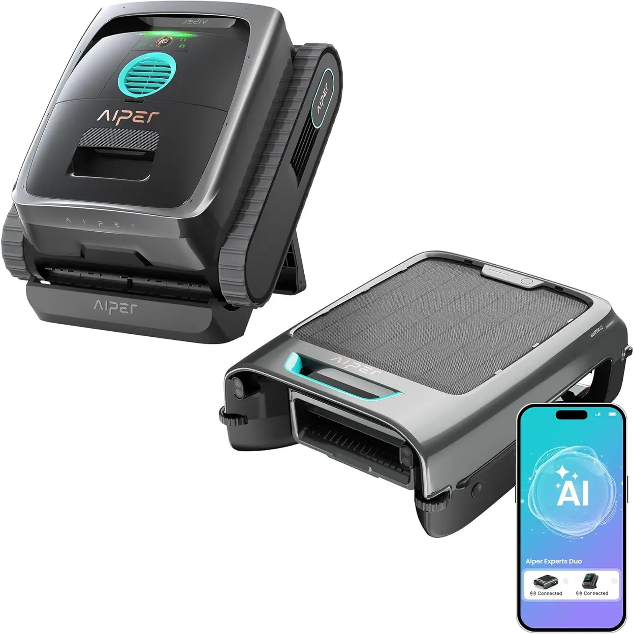 Aiper Experts Duo - Scuba V3 Poolroboter mit KI-Vision, kabellos & EcoSurfer S2 Solar-Poolskimmer, 360°-Komplettreinigung (vom Boden bis zur Oberfläche), intelligentes Parken, App-Steuerung & OTA-Updates image 0