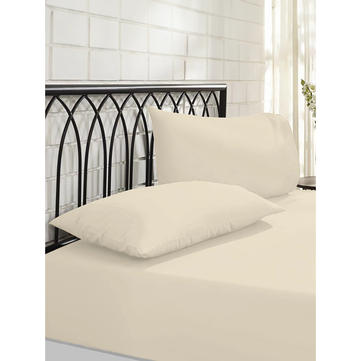 NightComfort Pillowcase Pair Non Iron Polycotton Beige image 0