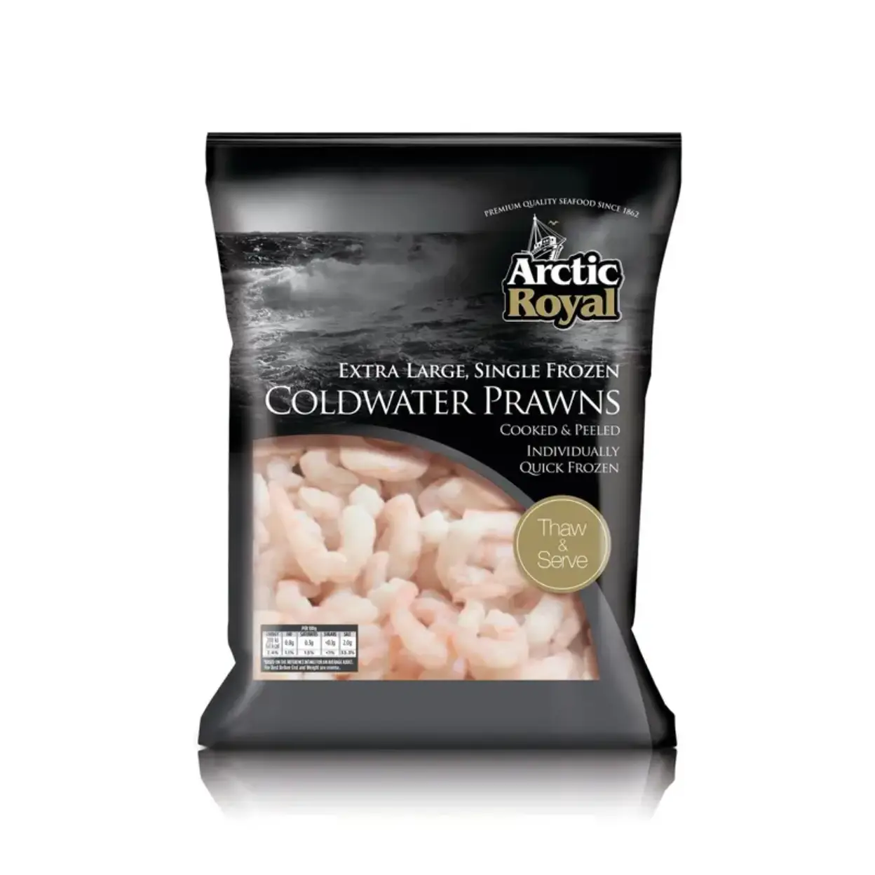 Arctic Royal Black Bag Premium Cooked/Peeled Coldwater Prawns Extra Large 454 g (400g net) image 0