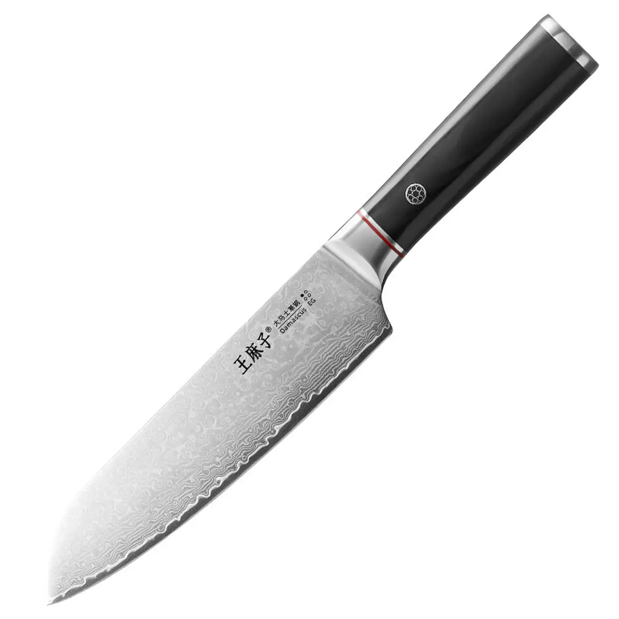WANGMAZI Couteau de chef Santoku en acier Damassé, polyvalent pour trancher viande et légumes, outil de chef compact, essentiel et efficace pour la cuisine à domicile image 0