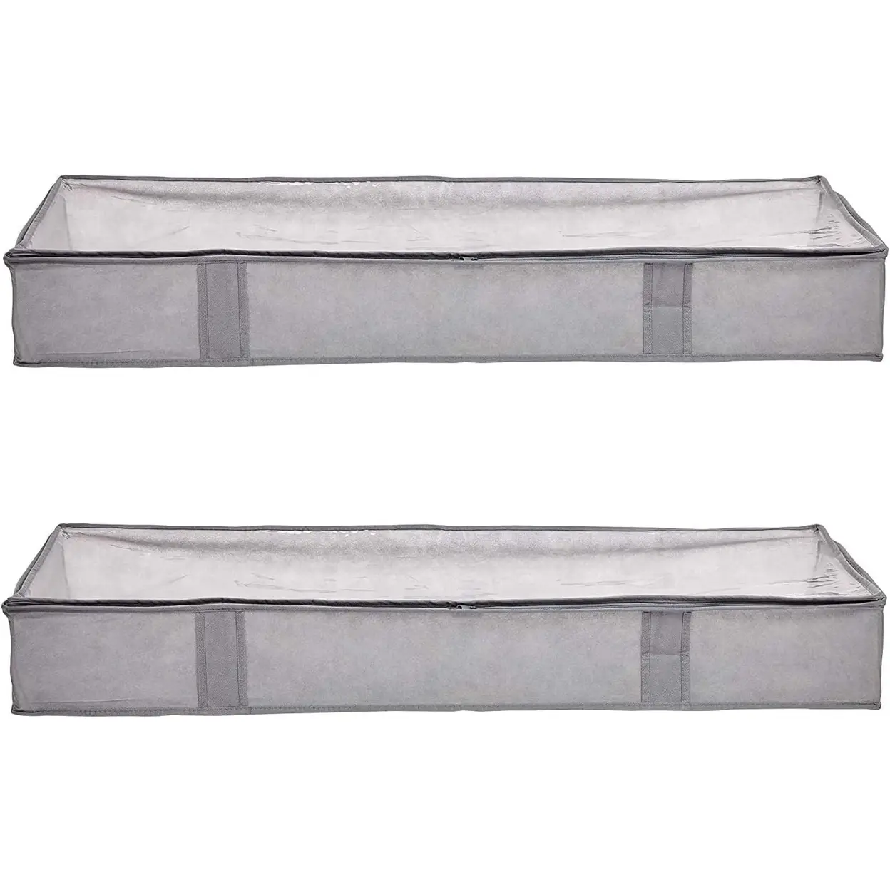 ANQI Sacs de rangement en tissu à fermeture éclair pour couettes de dessous de lit avec fenêtre et poignées, lot de 2, gris, offre annuelle, idées cadeaux top image 0