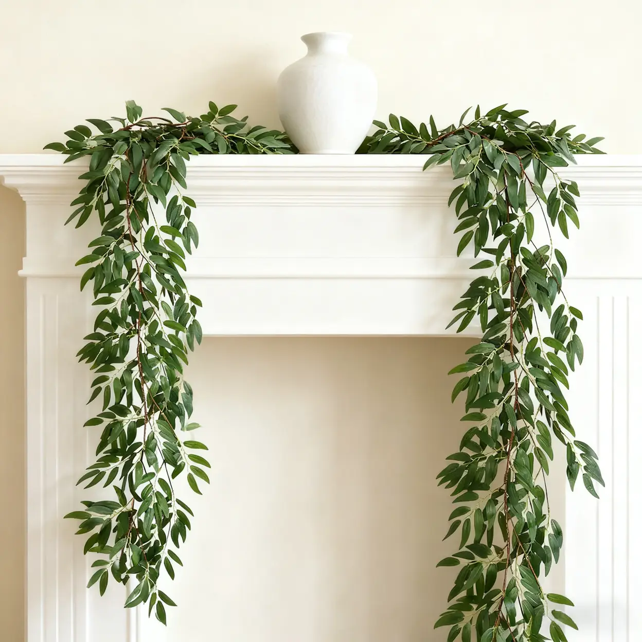 Wei's Moment Lot de 2 guirlandes de feuilles de saule artificielles en soie vert - 1,7 m image 0