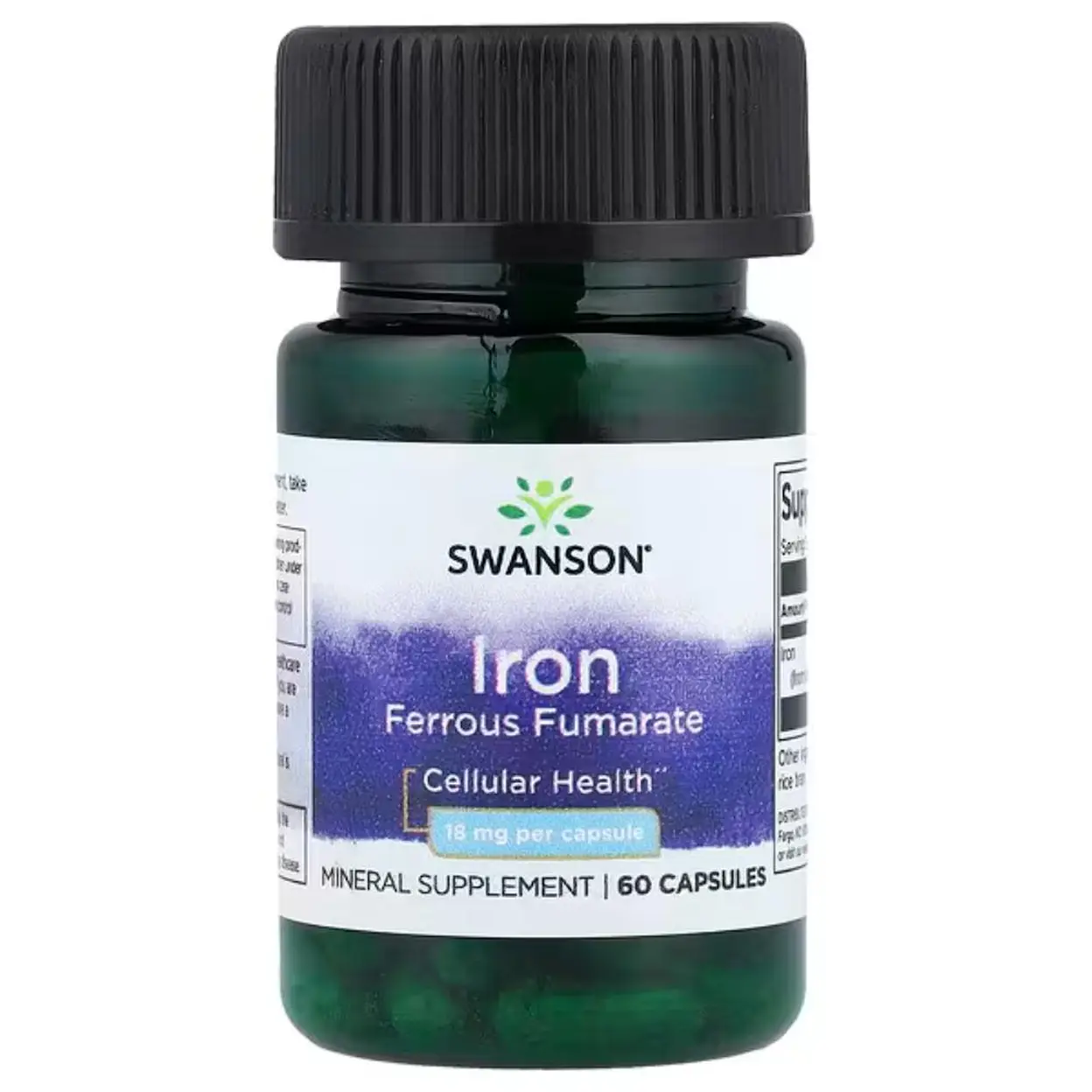 Swanson Iron Ferrous Fumarate Iron Health 18mg Energy Support Capsules - 60 Capsules image 0